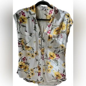 Small Express Zip Front Floral Blouse
